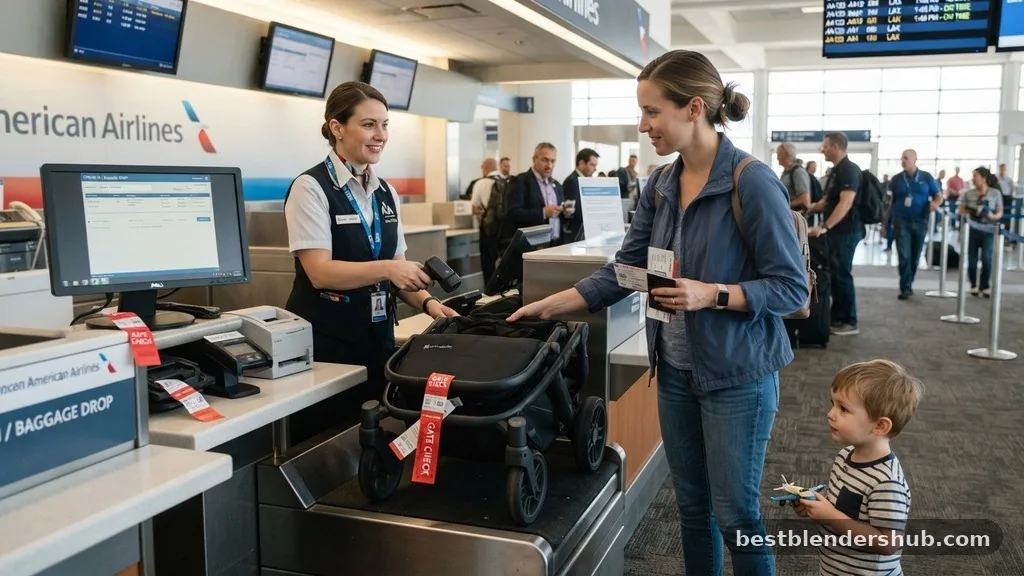 how to check stroller at airport