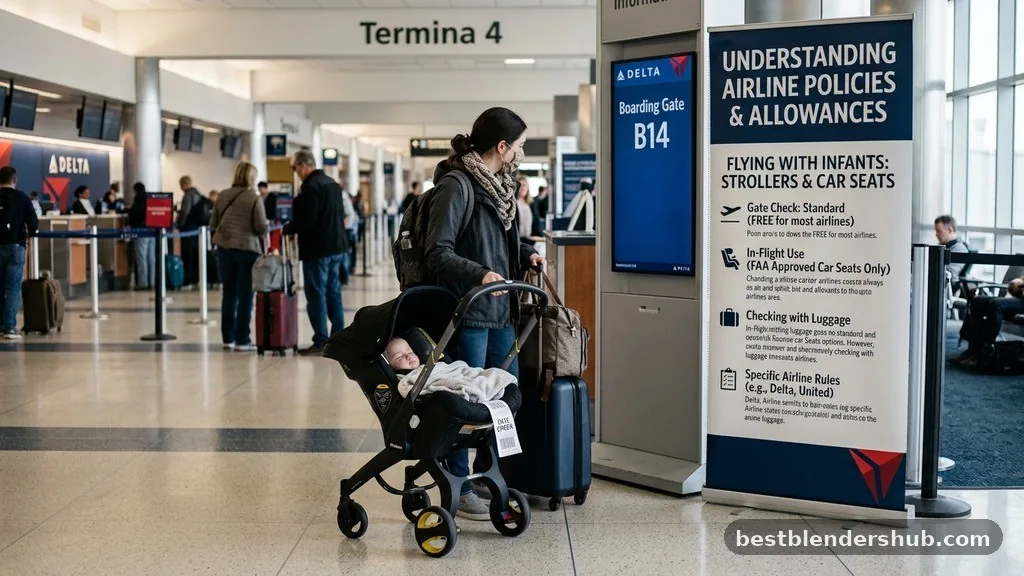 how to fly with stroller and car seat