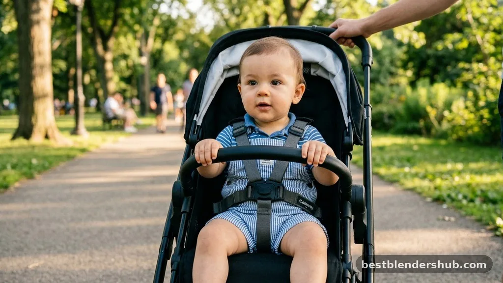 The Importance of the Five-Point Harness - when can baby sit forward in stroller