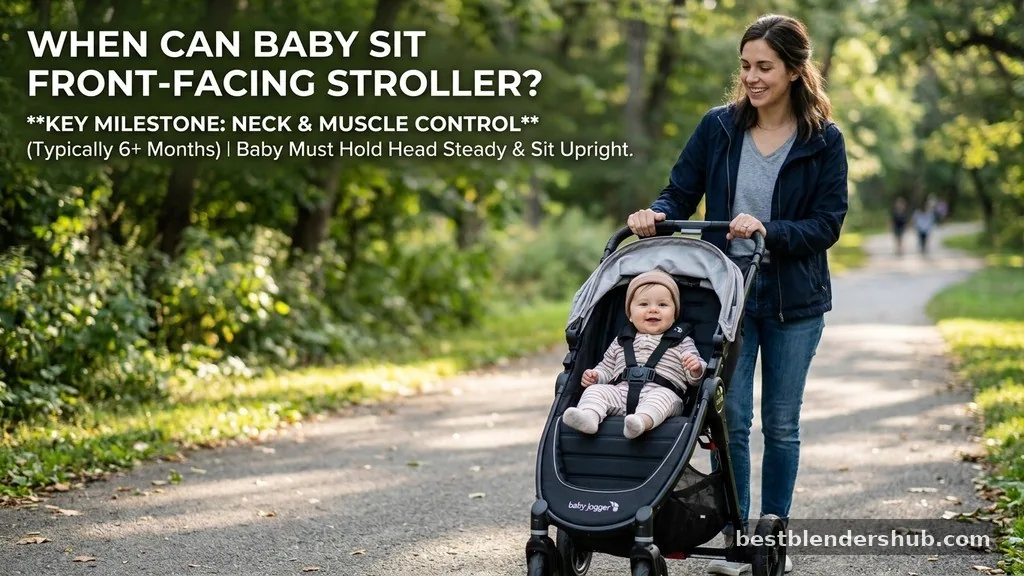 when can baby sit in front facing stroller