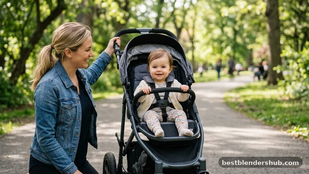 when can baby sit in regular stroller