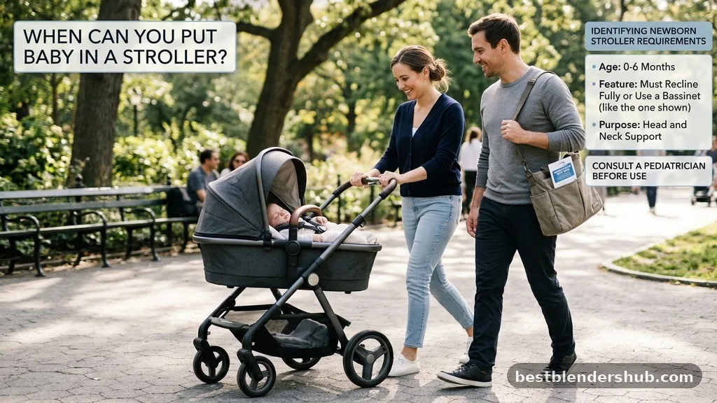 when can you put baby in stroller